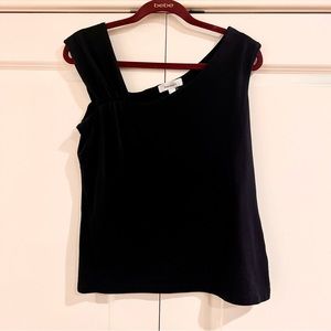 DRESS BARN - BLACK ASYMMETRICAL NECKLINE TANK TOP